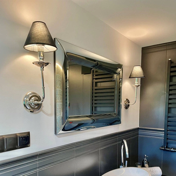 Kinkiet GLAMOUR, chromowy z czarnym abażurem, 1x40W E14