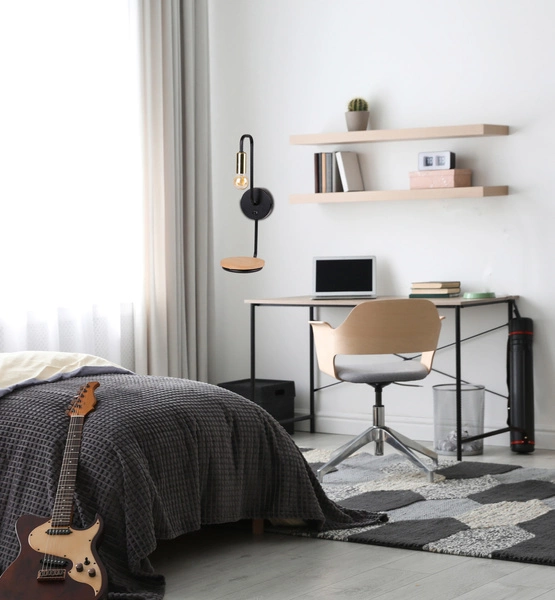 BIPI LAMPA KINKIET CZARNO ZŁOTY 1X40W E14 Z WŁĄCZNIKIEM