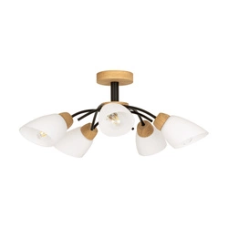 Lampa Sufitowa Viletta Wood 5xE27 Max.60W Dąb Olejowany/Czarny Metal/Białe Szkło 8152574