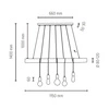 Trabo Long Lampa Wisząca 5xE27 Max.60W Sosna Bejcowana/Czarny 69304504