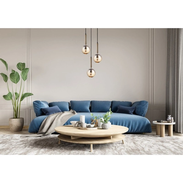 Lampa wisząca RAVENA śr. 35cm 3xE27 | mosiądz/dymiony