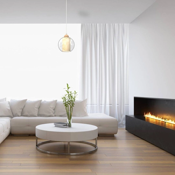 Lampa wisząca TELA, fi20, biały/transparentny/drewno, 1x60W E27, MLP7955