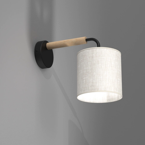 Kinkiet ATLANTA, MLP7450, czarny/drewno/beżowo-szary, 1x60W E27