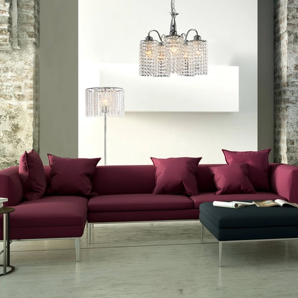 Żyrandol BRIGHT STAR V, chromowy z transparentnymi kryształkami, 5x60W E27