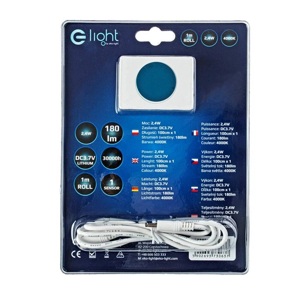 Taśma LED 100cm z czujnikiem ruchu akumulator 4000K EKZ0637