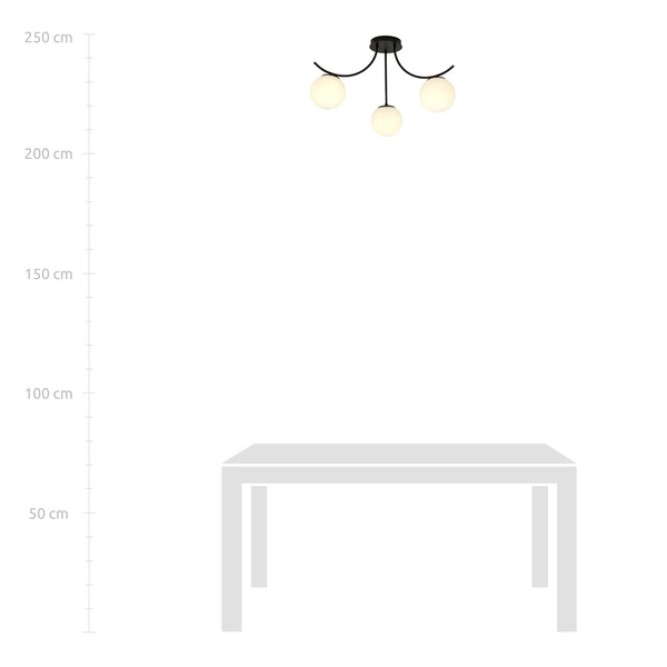 Lampa sufitowa Emibig BOSTON 3 Czarny/OPAL 1109/3