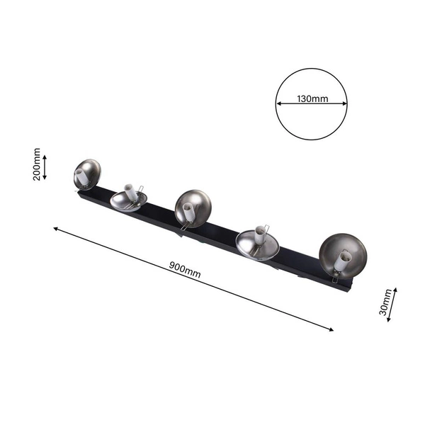 Lampa sufitowa nowoczesna szklana kula listwa SFERA V chrom szer. 100cm