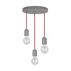 Lampa Wisząca Amory 3xE27 Max.60W Szary Beton/Czerwony Kabel Tkaninowy 9776336R