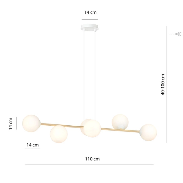 Lampa wisząca Emibig GRAVITY 6 WH GOLD 1242/6