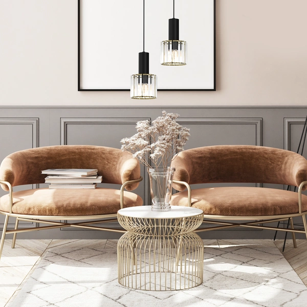 Lampa wisząca CRISTAL, MLP8360, czarny/transparentny/złoty, 1x60W E27