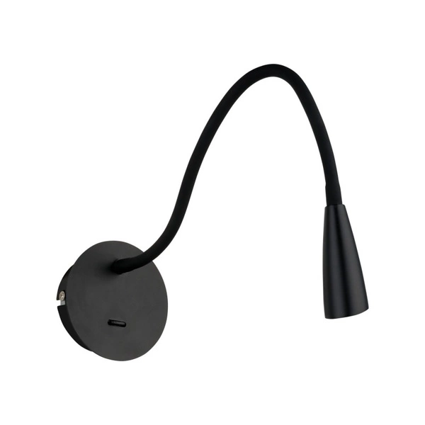 Kinkiet na giętkiej szyjce Paola dł. 48cm 3W LED ciepła biel 3000K| czarny