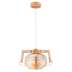 Lampa wisząca ALFA ISKAR DREWNIANA 1xE27 36cm | 61366