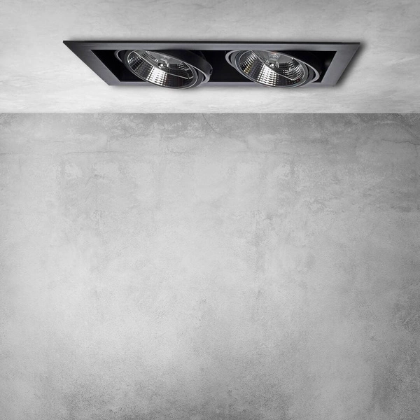 Oprawa Podtynkowa Plaza 2xGU10 AR111 Czarna w nowoczesnym stylu