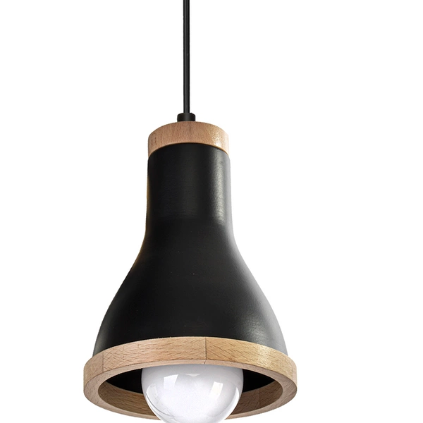 Lampa wisząca HOLLY BLACK / WOOD 1xE27 60W