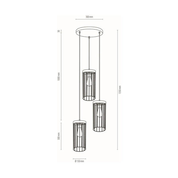 Timeo Lampa Wisząca 3xE27 Max.60W Czarny/Dąb Olejowany/Czarny 19619304R