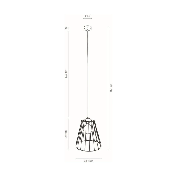Lampa wisząca Swan 1xE27 Max.60W Czarny metal/czarny kabel PVC 19349104