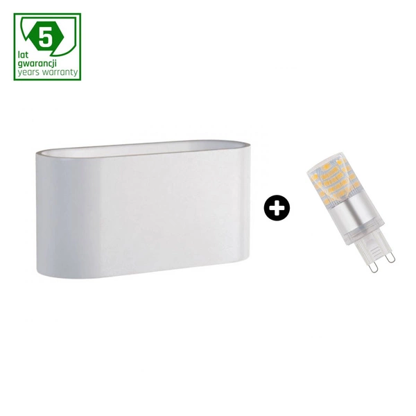 PAKIET 5 LAT GWARANCJI : OPRAWA SQUALLA G9 BIAŁA +  LED G9 4W CW ( SLIP006009 + WOJ+14435 )