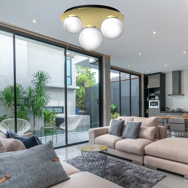 Lampa sufitowa PLATO, MLP7966, biały/złoty, 2x40W E14 + 1x60W E27