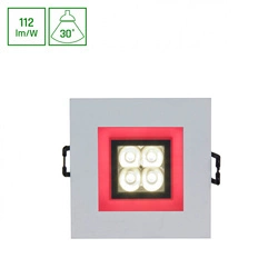 FIALE 4LED 4X1W 30ST 230V SQUARE Z RAMKĄ CZERWONĄWW OCZKA LEDOWE  &