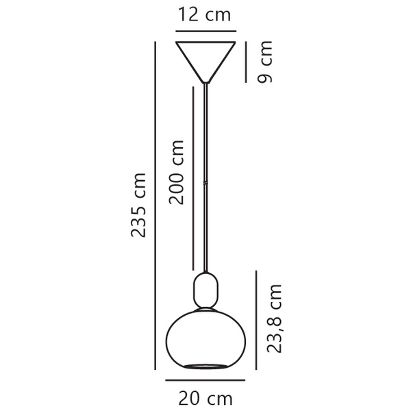 Lampa wisząca NOTTI E27 40W Szkło | Szary