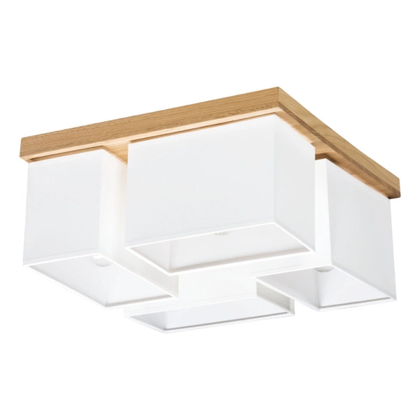 Lampa sufitowa Paloma 4xE27 maks. 25W dąb olejowany/biały klosz z tkaniny 2452474