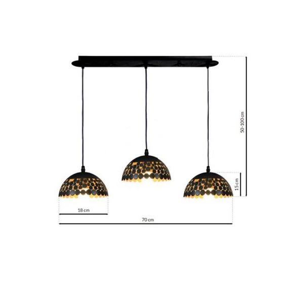 Lampa wisząca LISA, ML6136, czarny/złoty, 3x60W E27