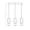 Lampa wisząca, listwa Manacor 3, czarny/transparentny, 3x50W GU10