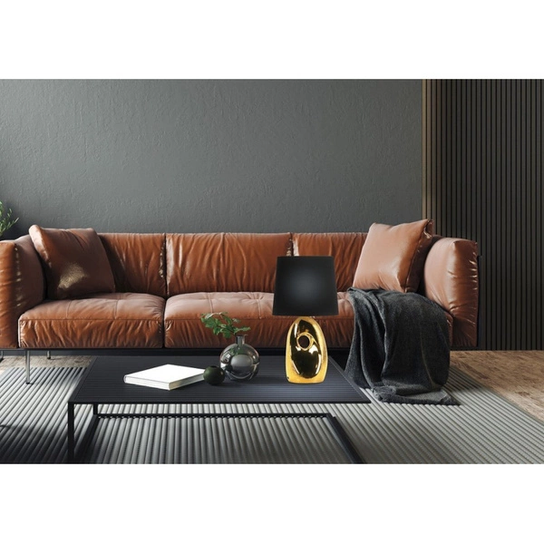 Lampa stołowa/nocna HIERRO 41-79916 złoty/abażur czarny 1x60W E27