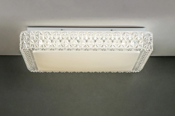 Kwadratowy plafon kryształki MOA LED szer 40cm