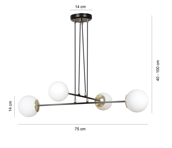 Lampa wisząca Emibig OGNIS 4 Czarny 966/4