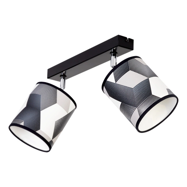 Lampa Sufitowa Espacio 2xE27 Max.25W Czarny Metal/Wielokolorowa Tapeta 56748204
