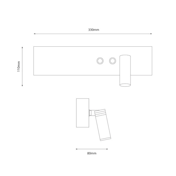 Kinkiet Resort Czarny prawy 10W + 3W LED 4000K
