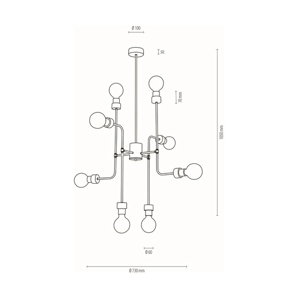 BRITOP lampa wisząca 8 punktowa MONTIX dąb olejowany 9244874 9244874