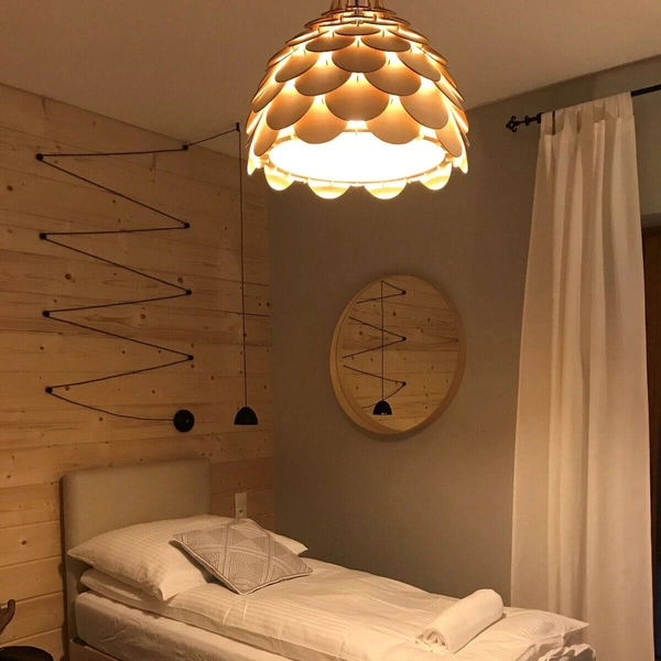 Drewniana lampa BURGO wisząca śr 35cm