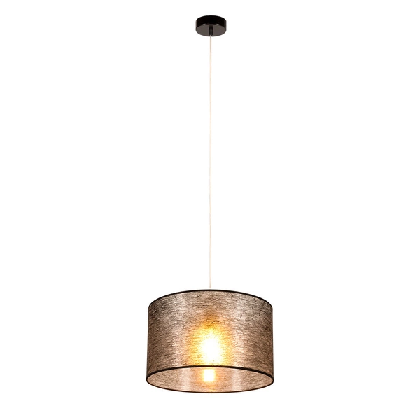 Lampa Wisząca Nevoa 1xE27 Max.60W Czarny Metal/Przezroczysty Kabel PCV/Klosz z Czarnej Tkaniny 154920104