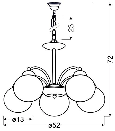 Lampa wisząca TOBAGO 35-25463 satynowa z mlecznymi kloszami 5x60W E27
