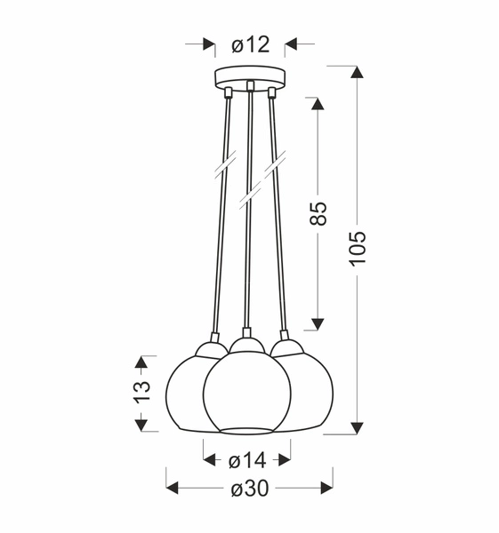 Lampa wisząca NUBIA, 33-16416, czarny/złoty/transparentny, 3x60W E27