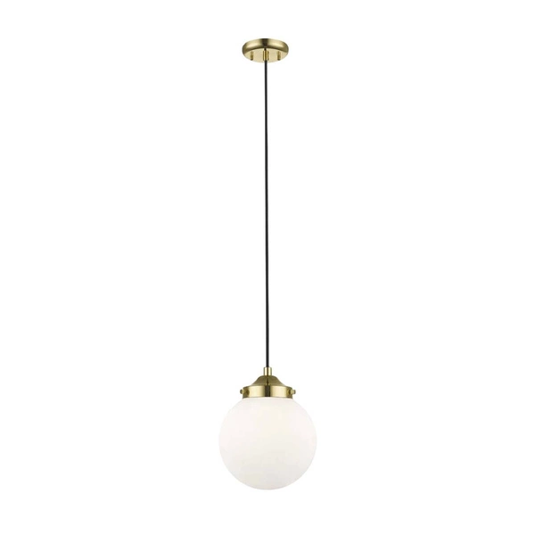 Lampa wisząca klasyczny klosz szklany RIANO E27 40W śr. 17cm | złoty