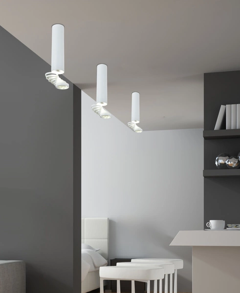 Lampa sufitowa TUBA 2282756 z regulowanymi pierścieniami, biała, 1x50W GU10