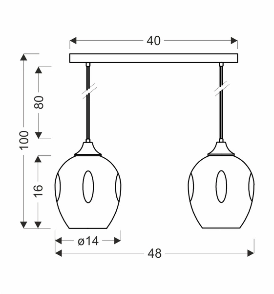 Lampa wisząca ASPA, czarna z brązowymi kloszami, 2x40W E27