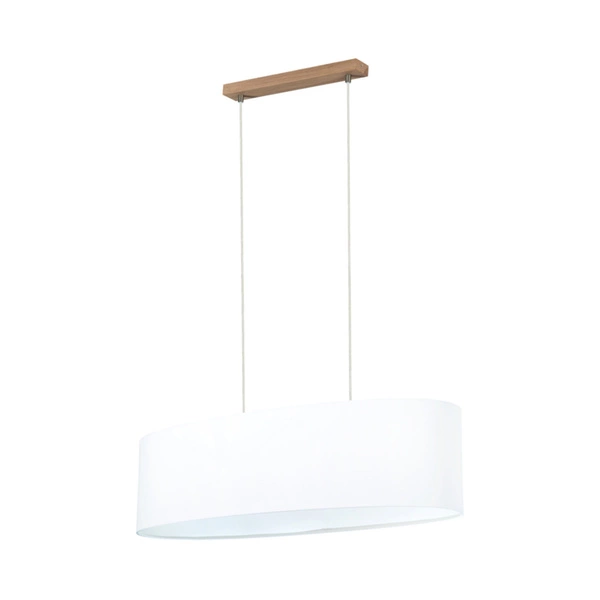 Lampa Wisząca Dove 2xE27 Max.40W Dąb Olejowany/Przezroczysty Kabel PCV/Klosz z Białej Tkaniny 17380274