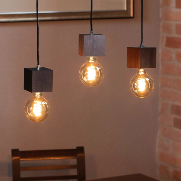 Trongo Square Lampa Wisząca 3xE27 Max.60W Orzech/Czarny/W Oplocie 7169376L