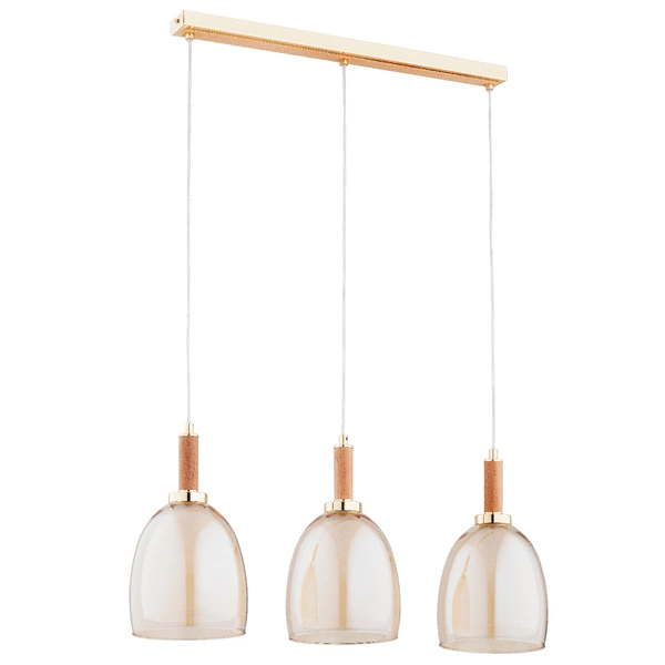 Lampa wisząca ALFA LISSY DREWNIANA & ZŁOTA 3xE27 75cm | 62489