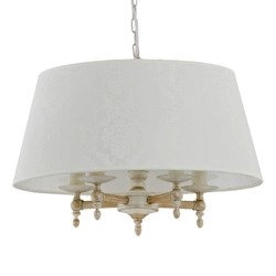 Żyrandol klasyczny z abażurem ROKSANA WHITE śr. 50cm biały antyczny/szary