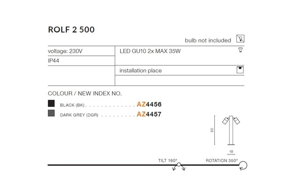 Azzardo ROLF 2 500 BK 4456