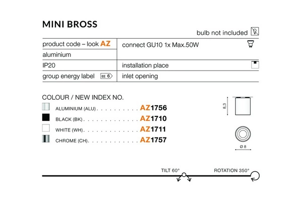 Azzardo MINI BROSS BLACK 1710