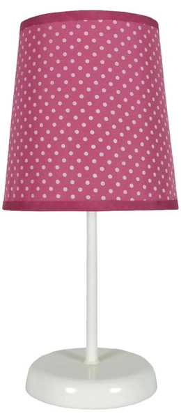 Lampka stołowa/nocna GALA 41-98279 biała z fuksjowym abażurem w białe kropki 1x40W E27