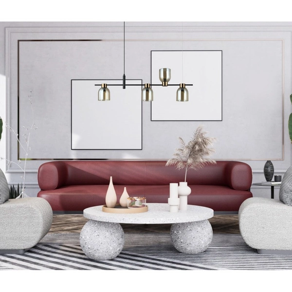 Lampa wisząca Servio dł. 102cm 4xE14 | czarny/bursztynowy