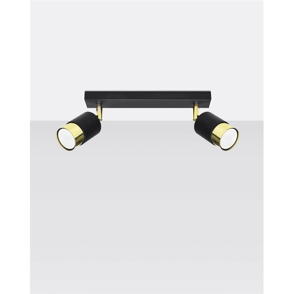 Lampa sufitowa (spot) NERO 2, SL.1070, czarny/złoty, 2x40W GU10