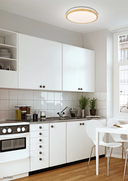 Plafon GANDAVA, 14-75253, 38 cm, biały/drewniany, 24W LED, barwa neutralna 4000K